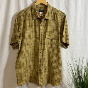 Vtg Patagonia Organic Cotton Plaid Button Down Shirt short sleeve